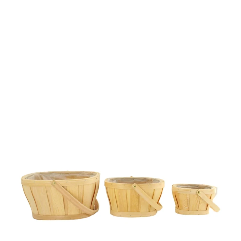 S/3 Korb Tannenholz mit Kunststoff 28x22x28cm FSC 100% Natural