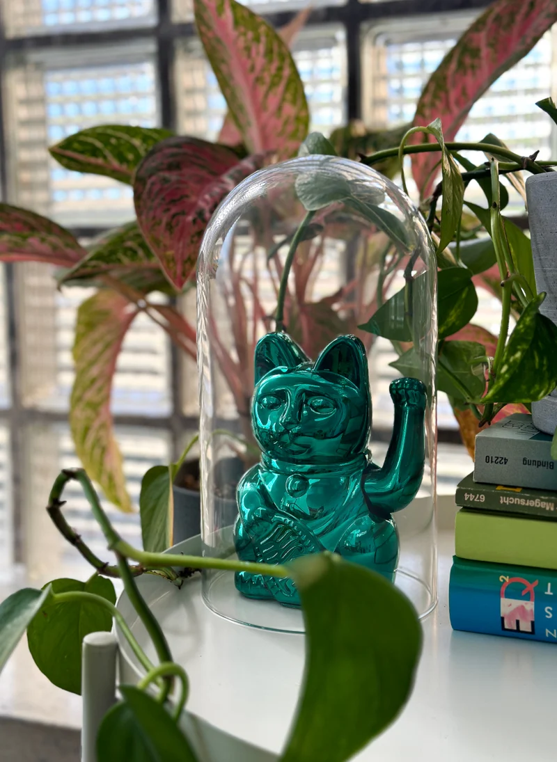 Donkey Products Lucky Cat Cosmic Winkekatze shiny teal 15cm