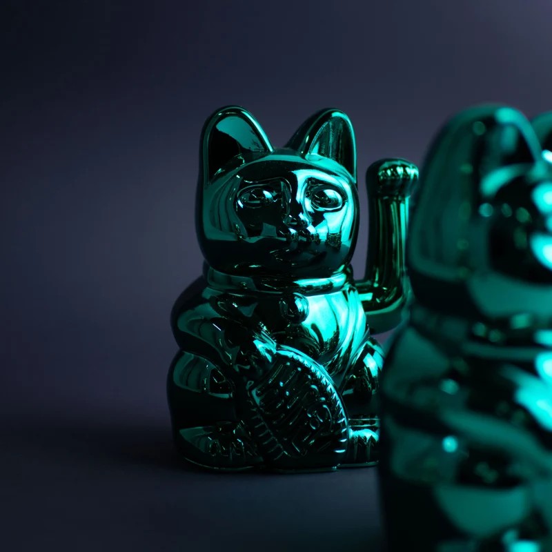 Donkey Products Lucky Cat Cosmic Winkekatze shiny teal 15cm