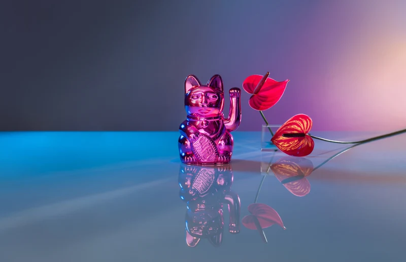 Donkey Products Lucky Cat Cosmic Winkekatze shiny pink 15cm