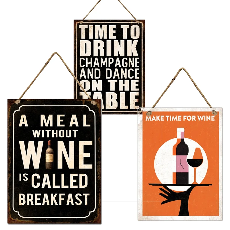 Wandaufhänger Metall Wein/Champ. Mix/3 30x40cm