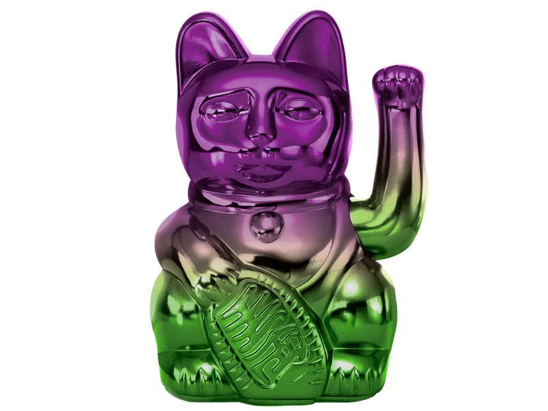 Donkey Products Lucky Cat Player Four Winkekatze shiny purple/green 15cm