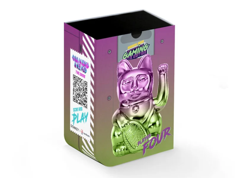 Donkey Products Lucky Cat Player Four Winkekatze shiny purple/green 15cm