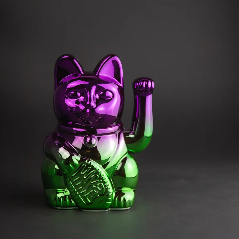 Donkey Products Lucky Cat Player Four Winkekatze shiny purple/green 15cm