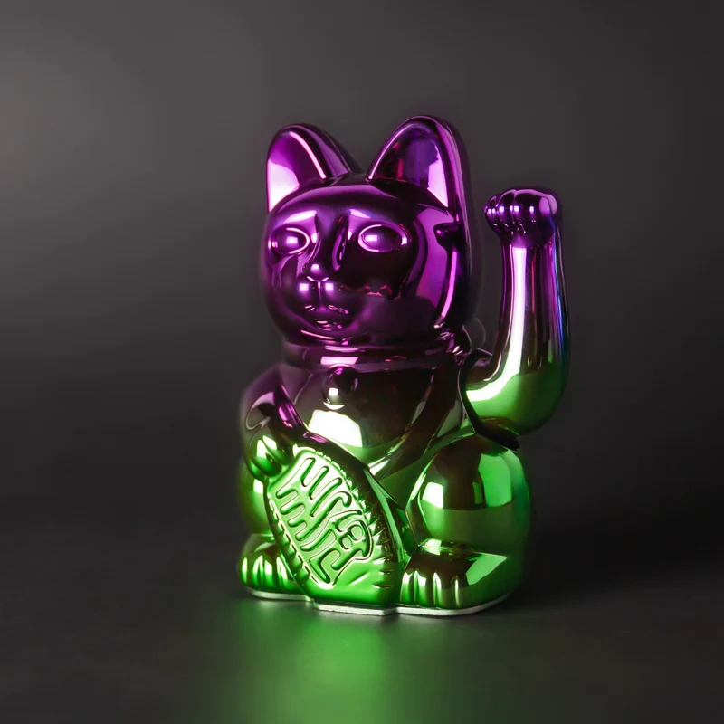 Donkey Products Lucky Cat Player Four Winkekatze shiny purple/green 15cm