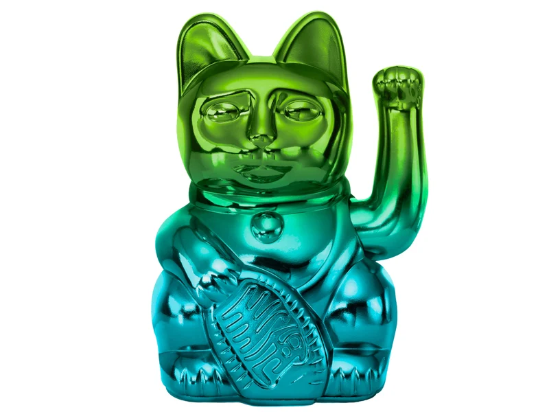 Donkey Products Lucky Cat Player Three Winkekatze shiny green/blue 15cm