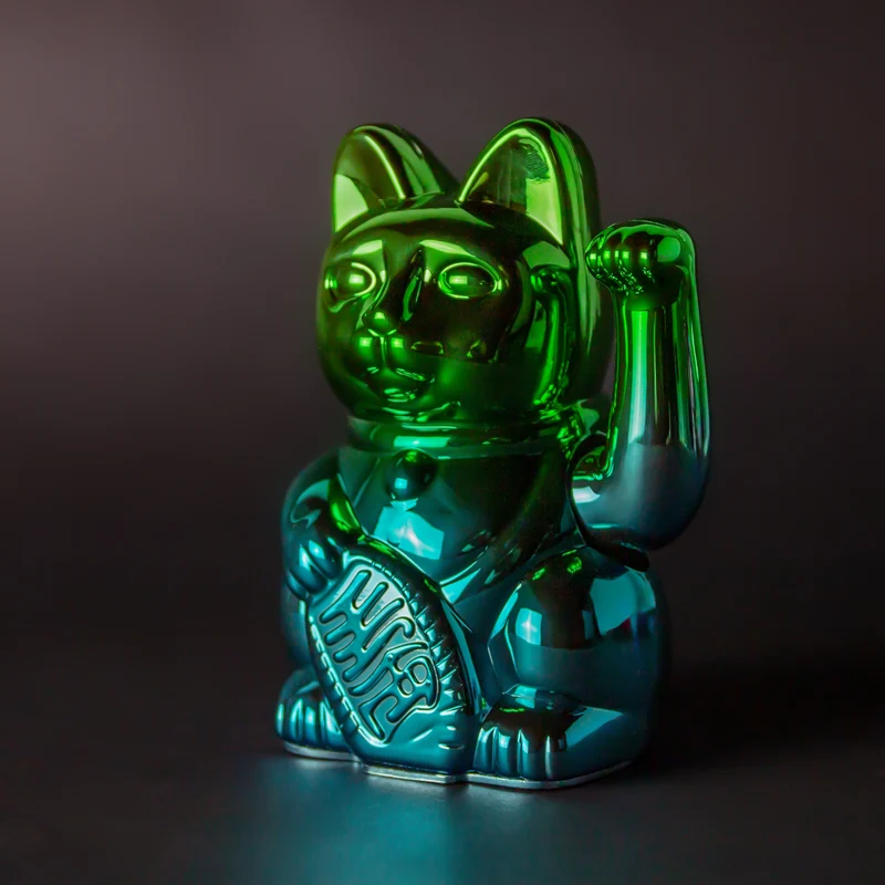 Donkey Products Lucky Cat Player Three Winkekatze shiny green/blue 15cm