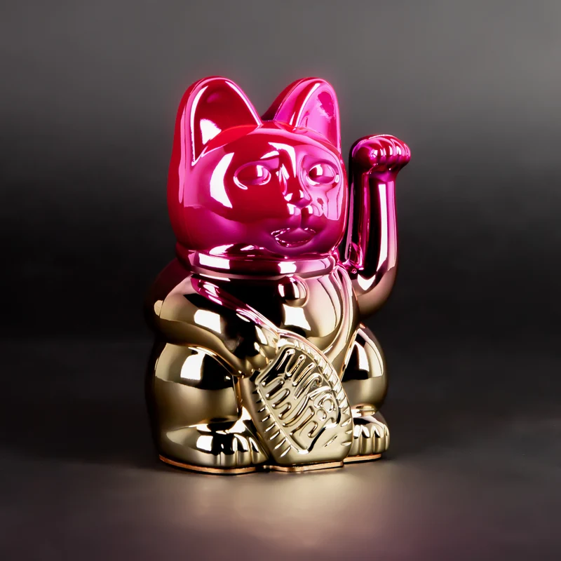 Donkey Products Lucky Cat Player Two Winkekatze shiny pink/yellow 15cm