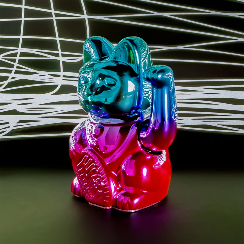 Donkey Products Lucky Cat Player One Winkekatze shiny blue/pink 15cm