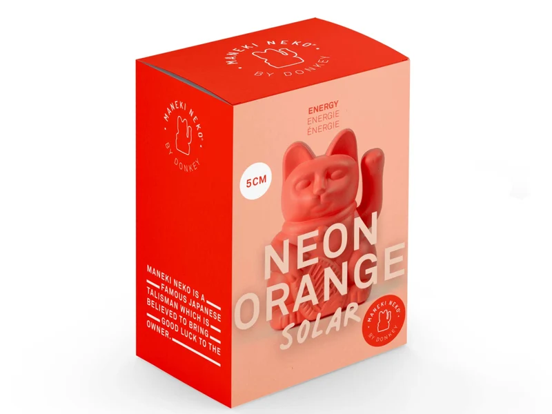 Donkey Products Lucky Cat Solar Winkekatze neon orange 6,5cm