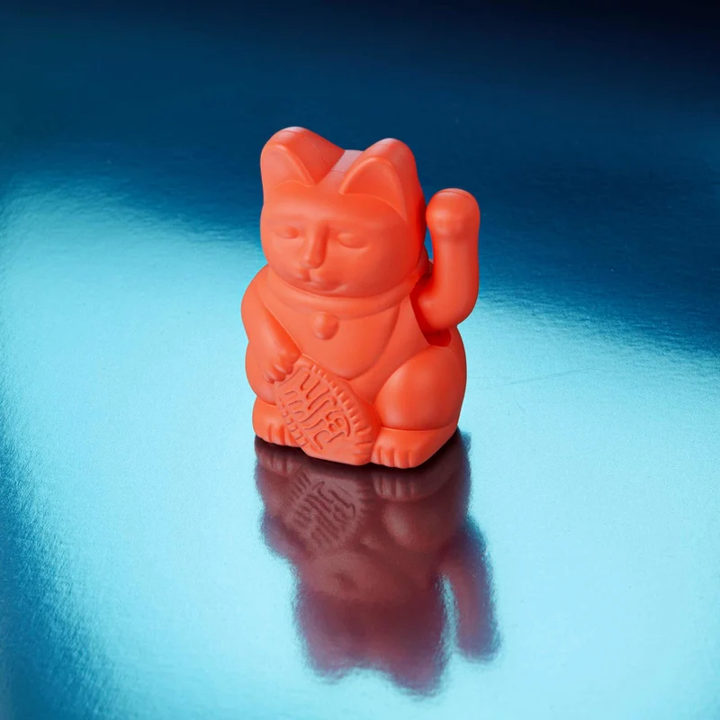 Donkey Products Lucky Cat Solar Winkekatze neon orange 6,5cm