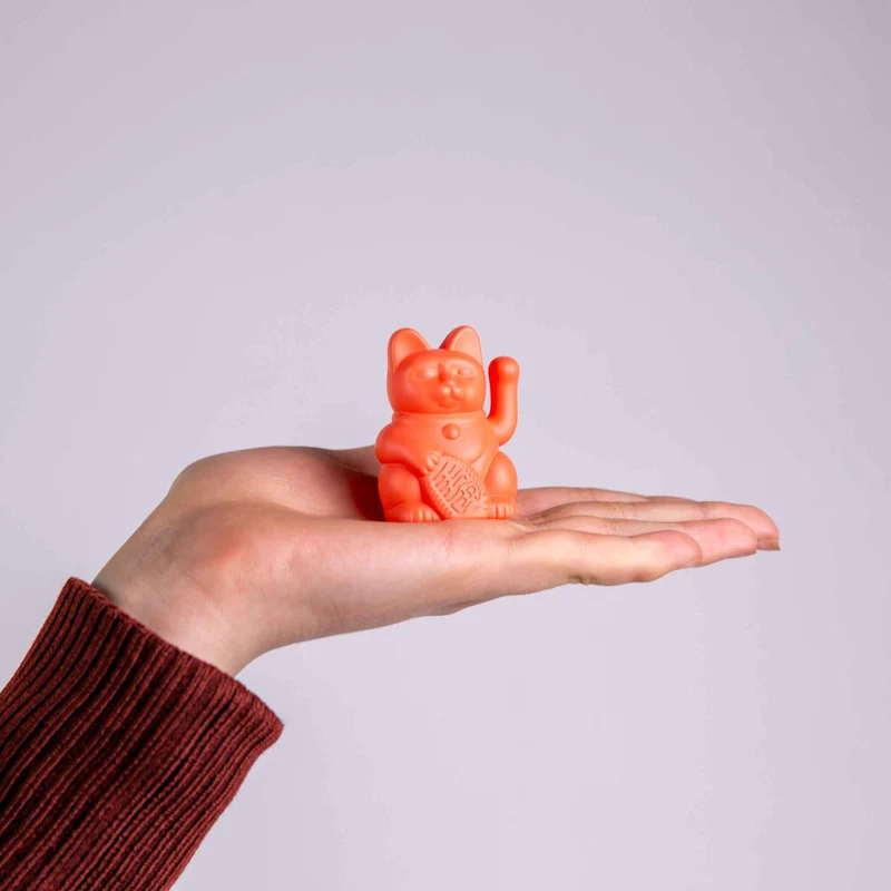 Donkey Products Lucky Cat Solar Winkekatze neon orange 6,5cm