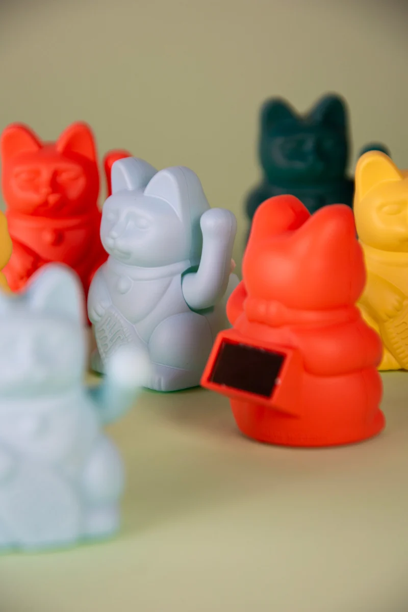 Donkey Products Lucky Cat Solar Winkekatze neon orange 6,5cm
