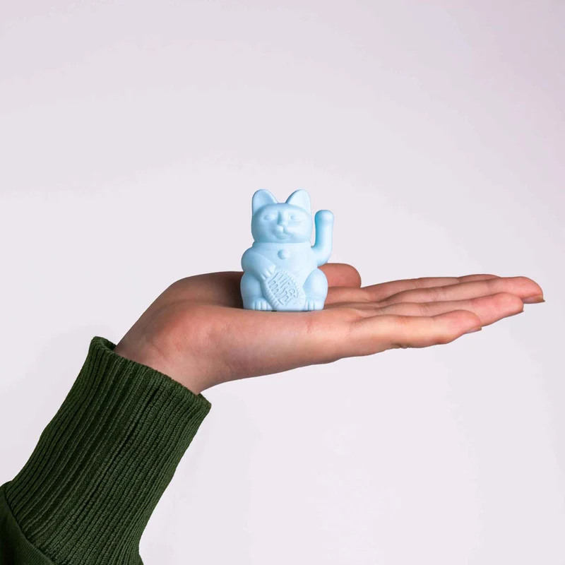 Donkey Products Lucky Cat Solar Winkekatze hellblau 6,5cm