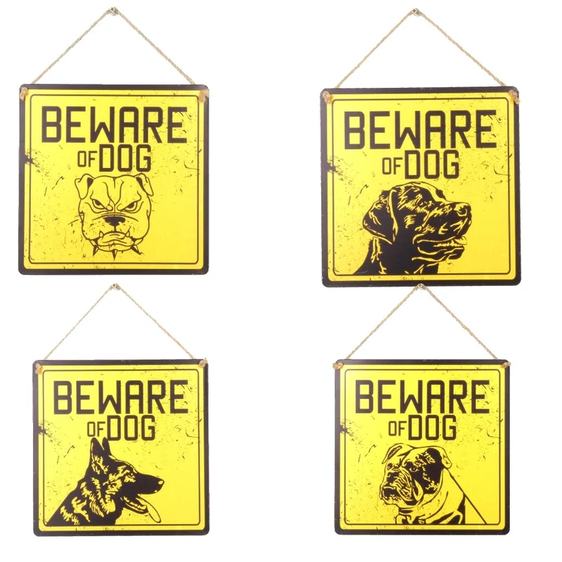 Wandaufhänger Metall Beware of the Dog Mix/4 30x30cm