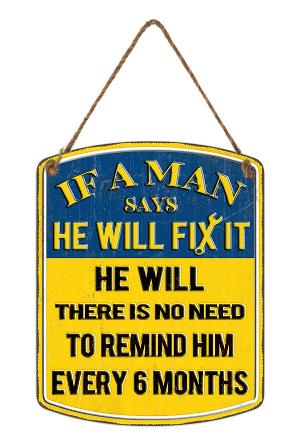 Wandaufhänger Metall He Will Fix It 28x35cm
