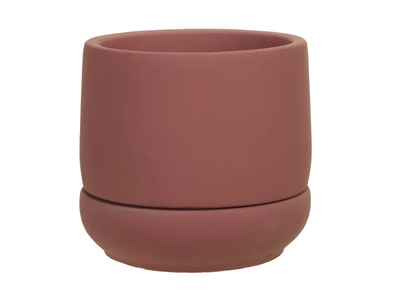 Zement Blumentopf+Untertasse d. Rosa Ø 13.5x13 cm