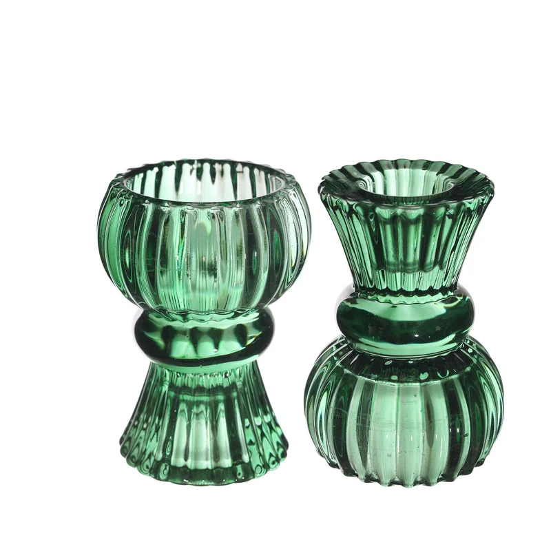 Duo-Kerzenhalter Nora Ø6 x H.8 cm dunkelgrün