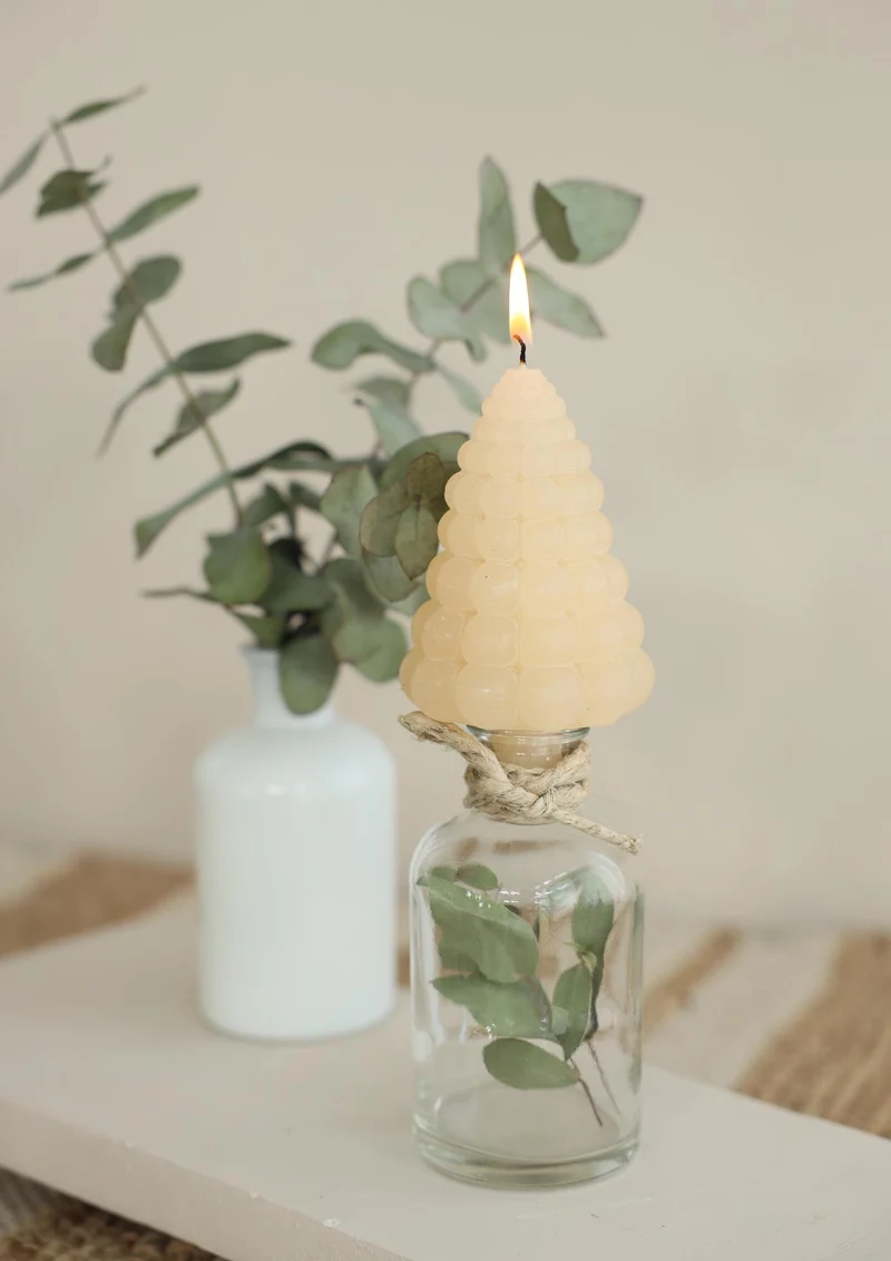 Bubble Baum Kerze h.12 Ø7 cm Creme
