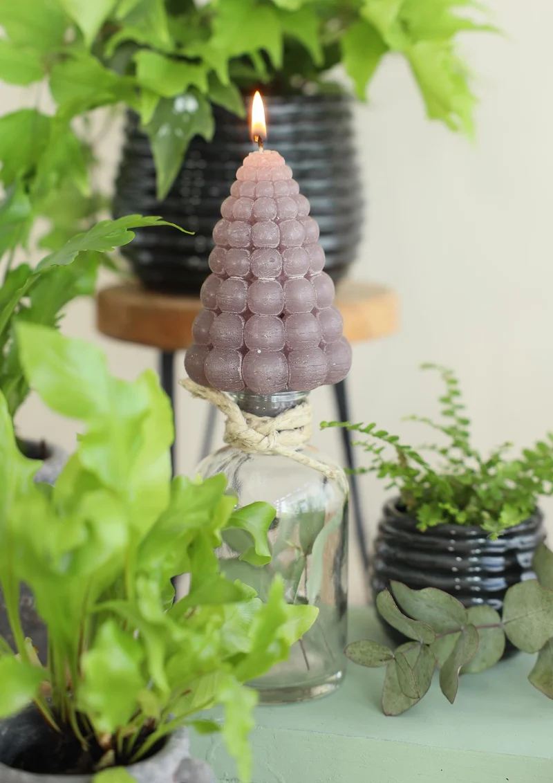 Bubble Baum Kerze h.12 Ø7 cm taupe