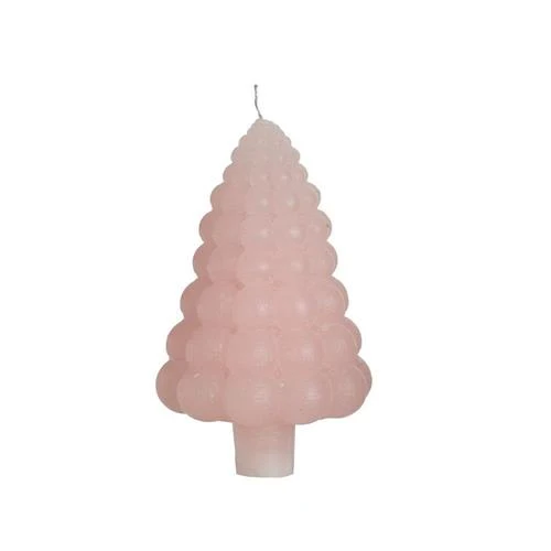 Bubble Baum Kerze h.12 Ø7 cm weiß rosa