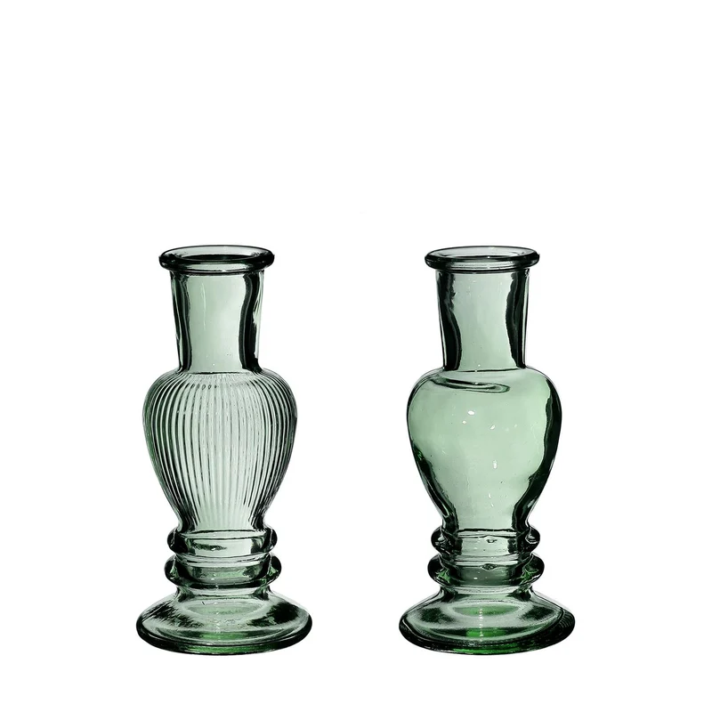 Venedig Vase Kerze h.11,3 Ø5 dunkelgrün 2 ass.