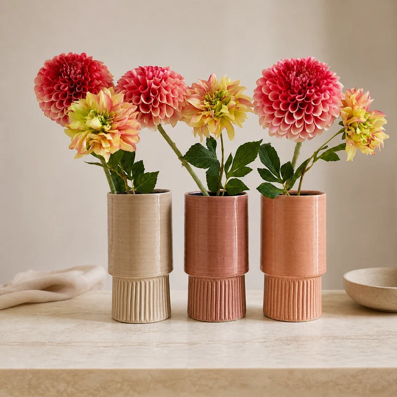 Vase Keramik Ø14x28cm Rosa Mix
