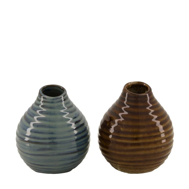 Vase Keramik Ø10x12cm Gemischt Blau/Braun