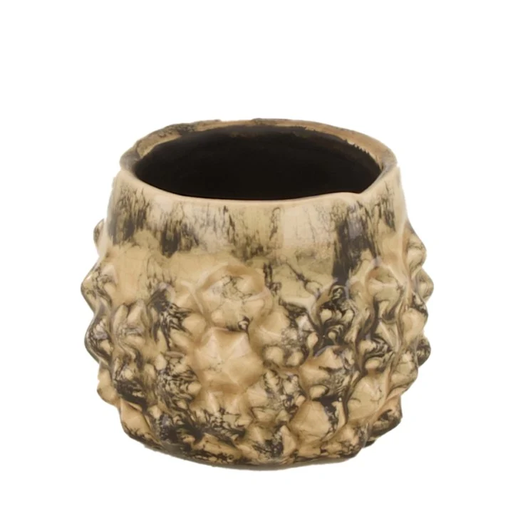 Pflanzgefäß Keramik Ø8x8,5cm Taupe/Grau