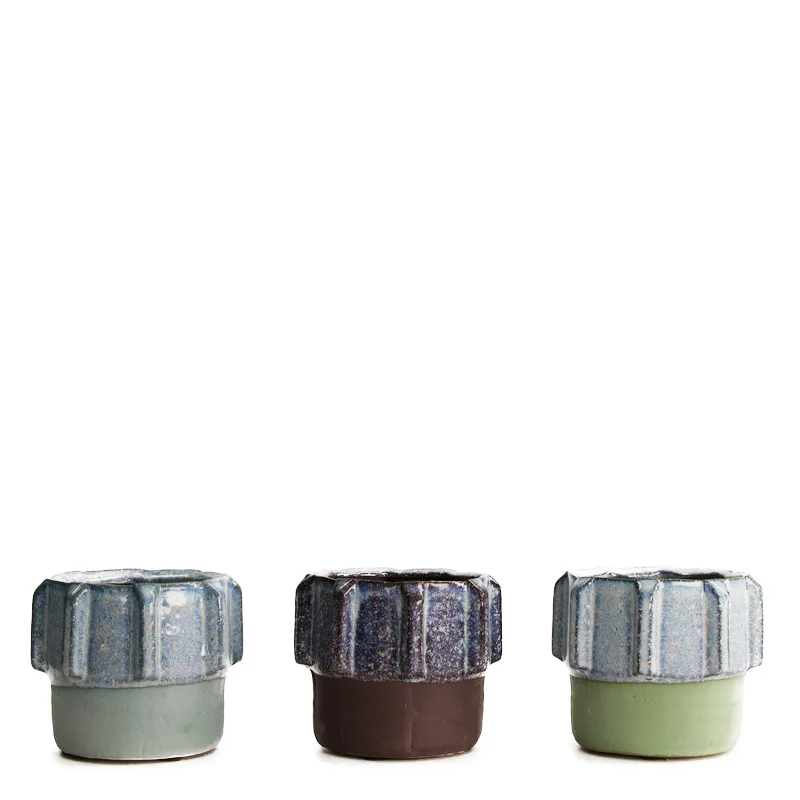 Pflanzgefäß Keramik 10x8x8,5cm Gemischt Blau