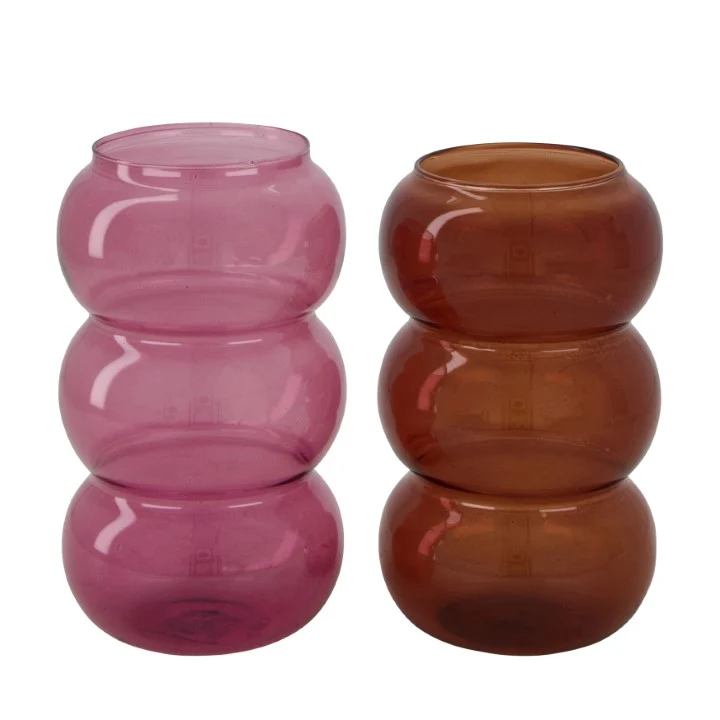 Vase glass Ø17x38cm Taupe