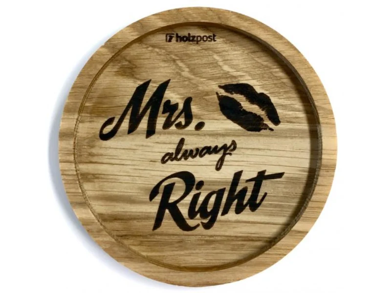 holzpost Untersetzer Mrs Always Eiche 11,2cm