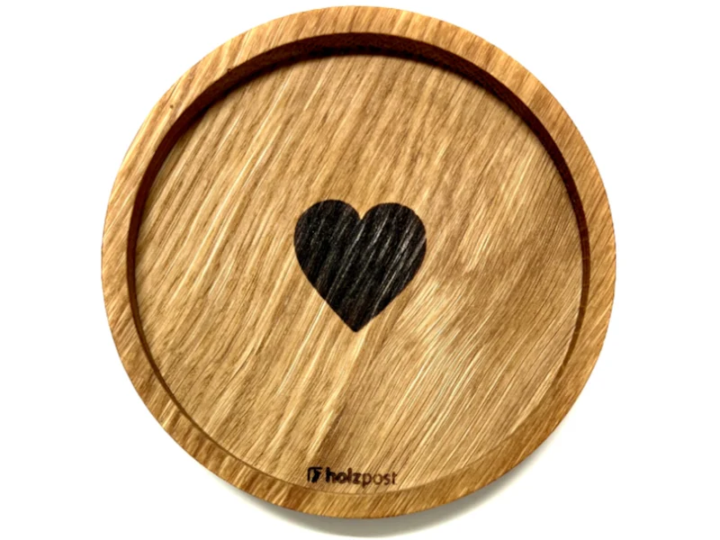 holzpost Untersetzer Herz Eiche 11,2cm