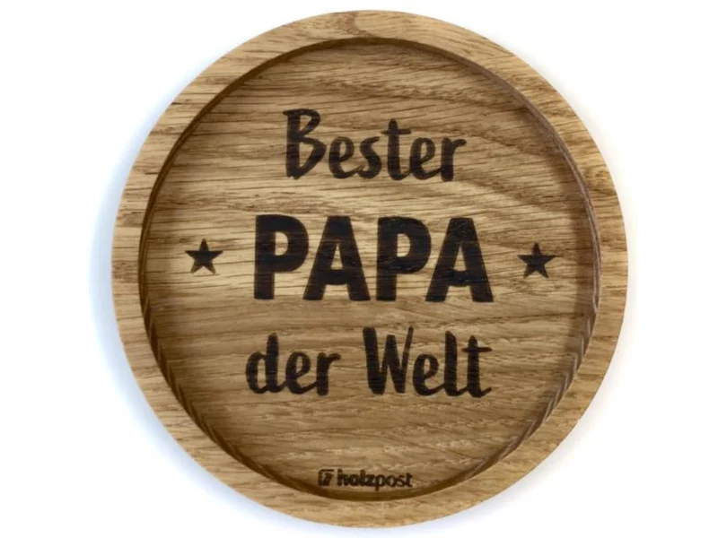 holzpost Untersetzer Papa Eiche 11,2cm