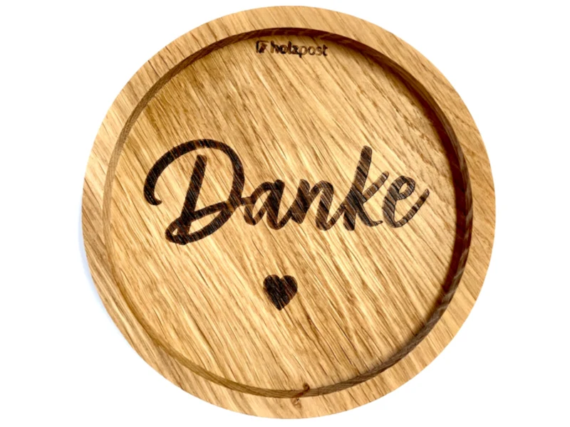 holzpost Untersetzer Danke Eiche 11,2cm