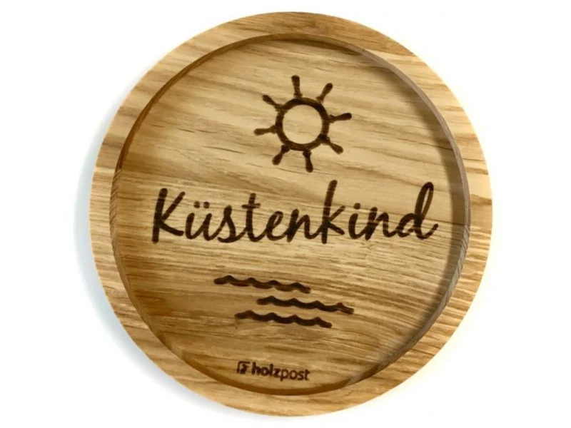 holzpost Untersetzer Küstenkind Eiche 11,2cm