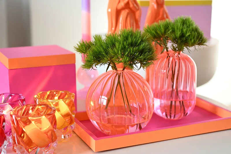 Giftcompany Neo Tablett rechteckig neon pink/ neon orange 30cm