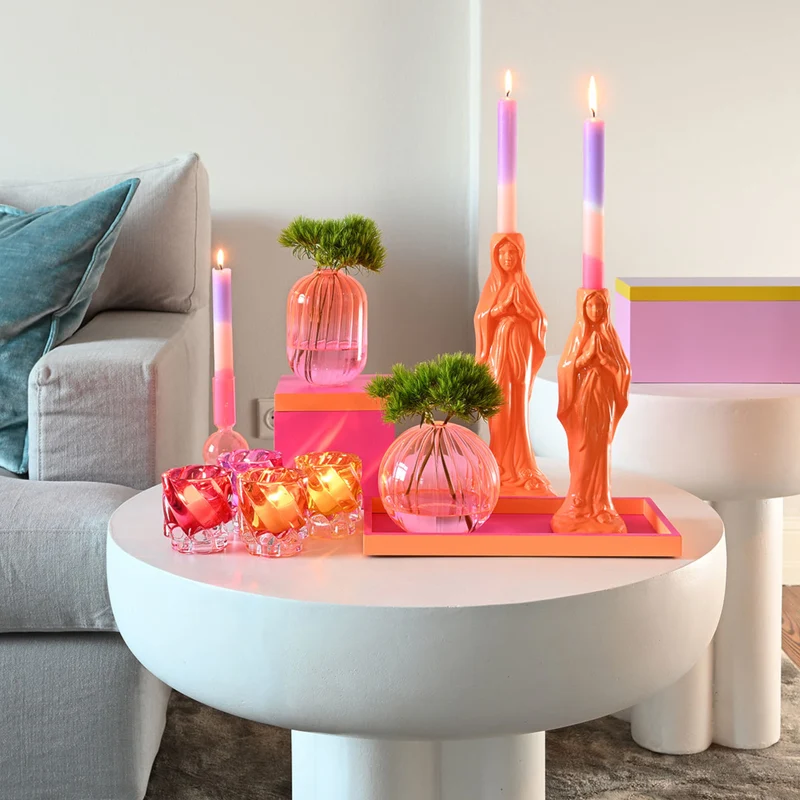 Giftcompany Neo Tablett rechteckig neon pink/ neon orange 30cm