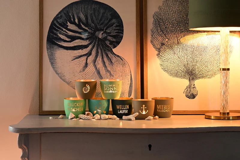 Giftcompany Madras Windlicht M Home weiß/gold 8,5cm