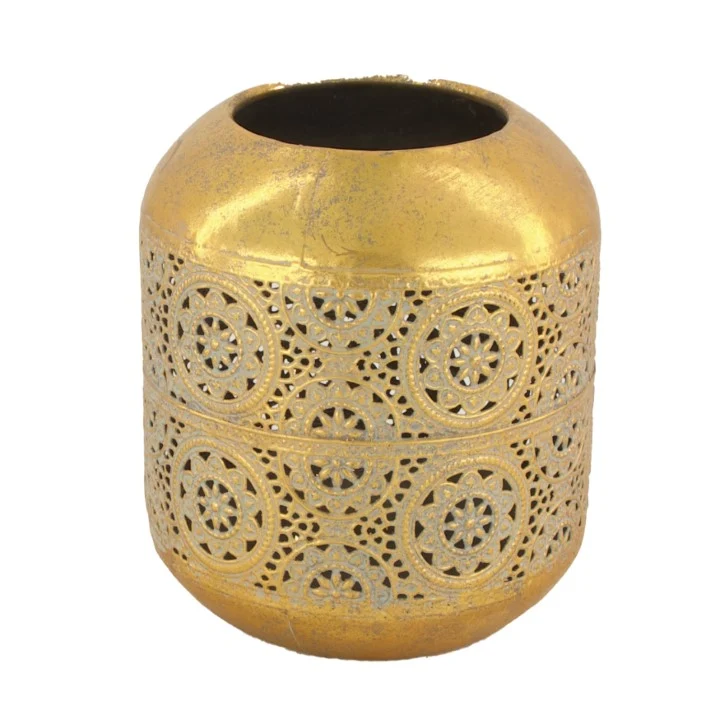 Kerzenhalter Metall mit Glas Ø13.5x14.5cm Gold