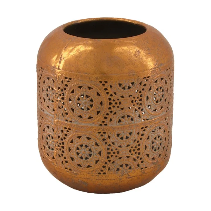 Kerzenständer Metall mit Glas Ø13.5x14.5cm Antique Copper-wash