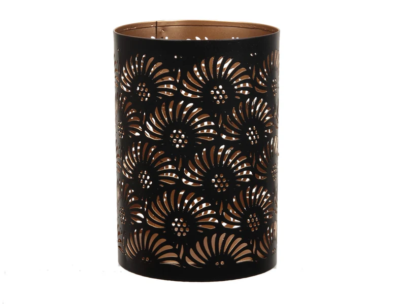 St. 1 Metall-Kerzenhalter ''Fächer'' schwarz/gold Ø10x15,5cm