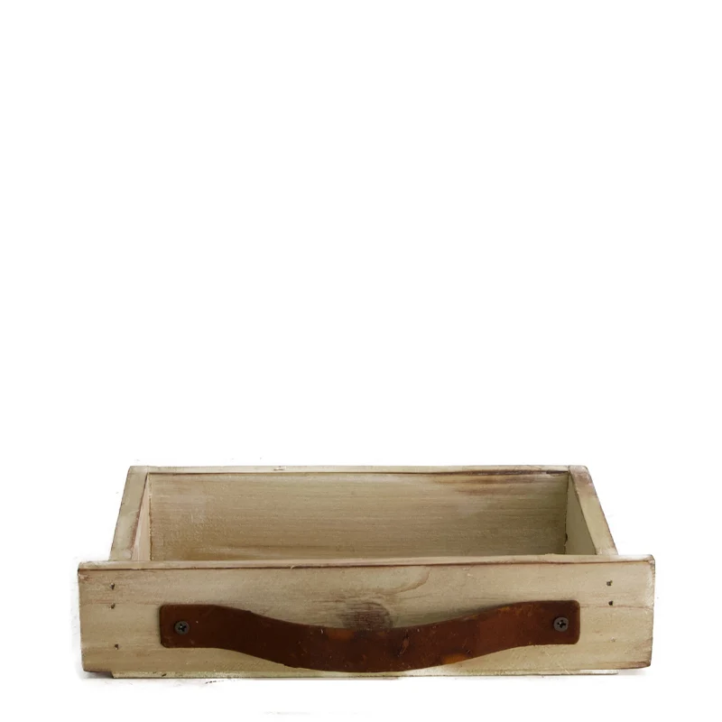 Schublade Holz 38x18x5cm Antique White-wash