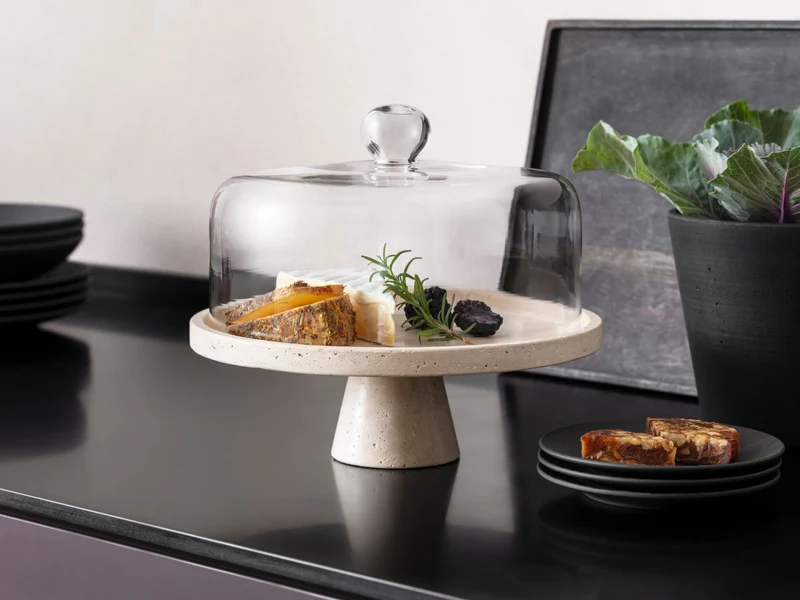 Villeroy & Boch Manufacture Travertine Servierschale mit Fuß 28x10cm