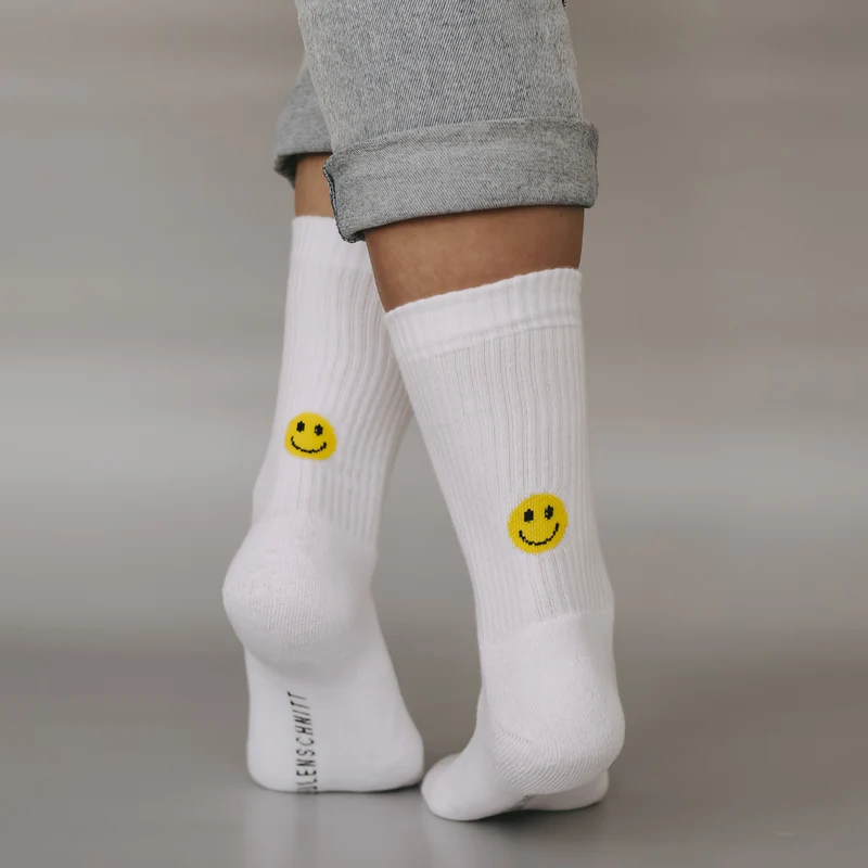 Eulenschnitt Socken Smiley gelb S Gr.35-38