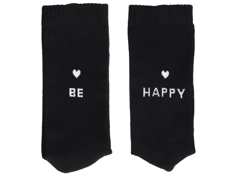 Eulenschnitt Socken be happy schwarz S Gr.35-38