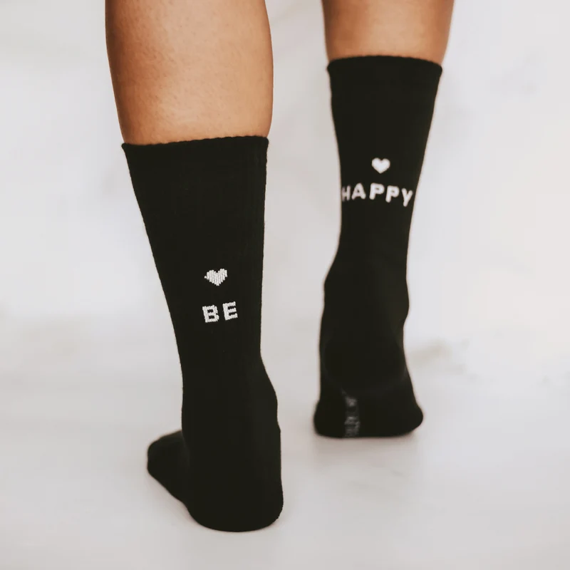 Eulenschnitt Socken be happy schwarz M Gr.39-42