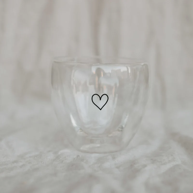 Eulenschnitt Doppelwandiges Herzglas Herz 200ml