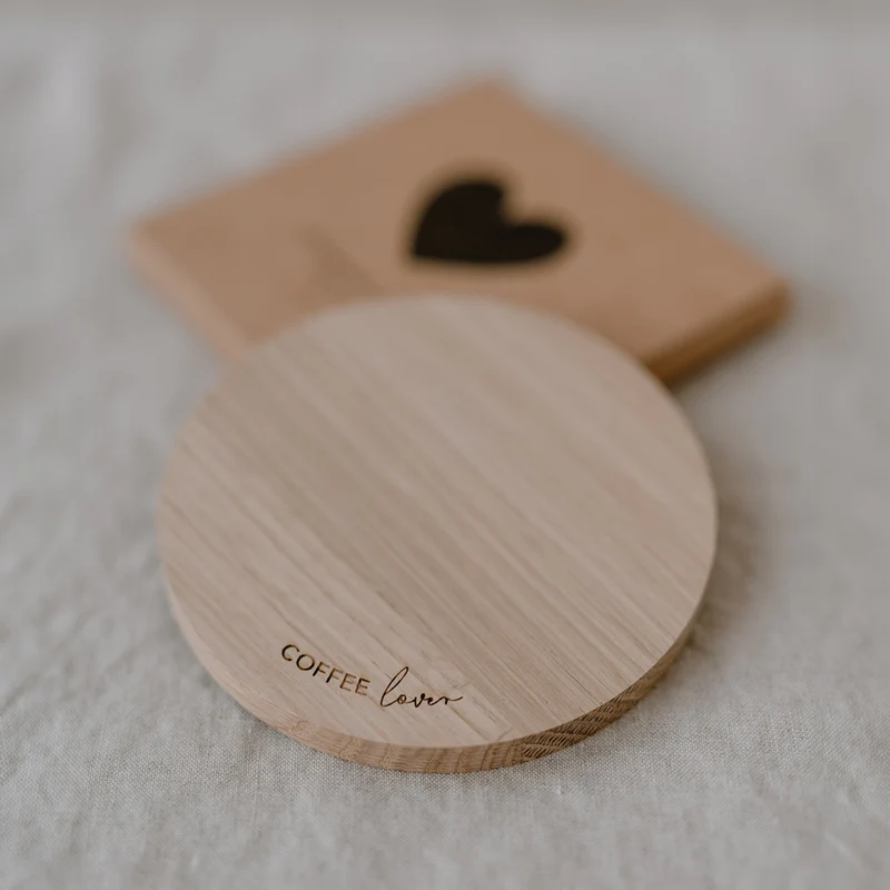 Eulenschnitt Untersetzer Eiche Coffee Lover 11,2cm
