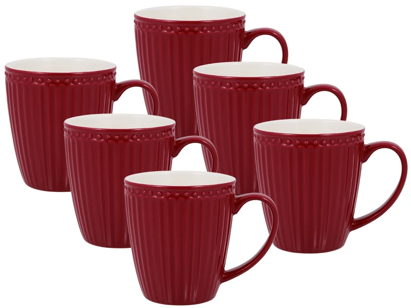 Greengate Alice Becher mit Henkel claret red 0,4 l Set6